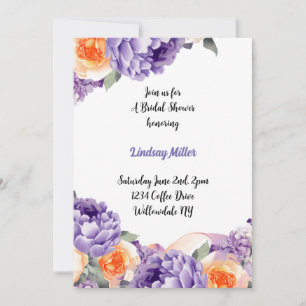 Invitation Fête des mariées Dusty Mauve Peach Peonies Invitat