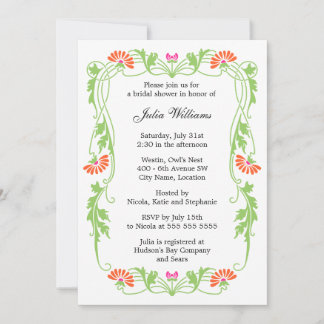Invitation Fête des mariées Élégant des feuilles e