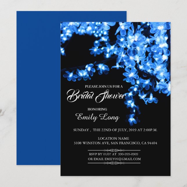 Invitation Fête des mariées élégante chinoise en fleur de cer (Devant / Derrière)