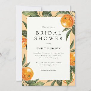 Invitation Fête des mariées élégante Citrus Orange