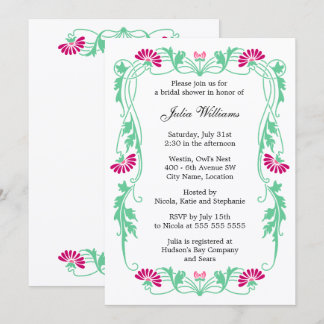 Invitation Fête des mariées Élégante de fleurs et de torons d