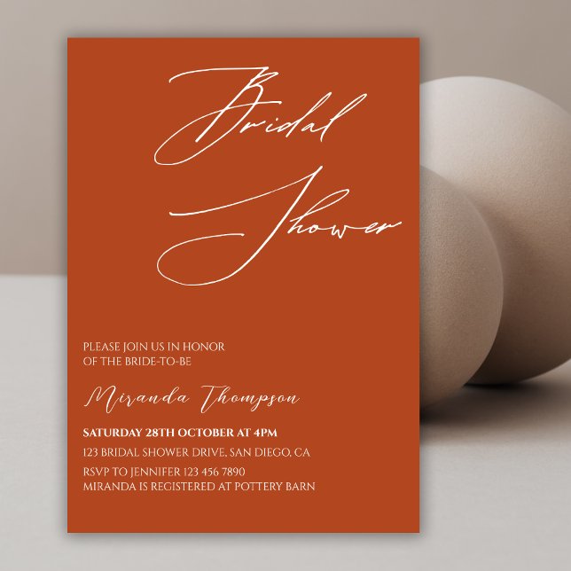 Invitation Fête des mariées Élégante minimale en terre cuite  (Créateur téléchargé)