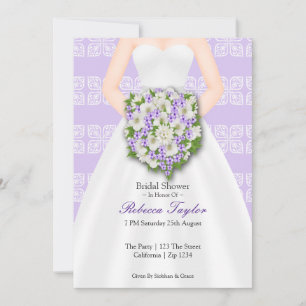 Invitation Fête des mariées Élégante robe de mariage Lilac Fl