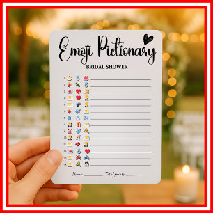 Invitation Fête des mariées Emoji Pictionary Jeu Élégant Mode