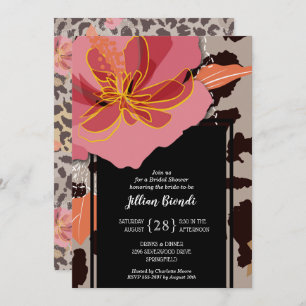 Invitation Fête des mariées Empreinte de léopard rose