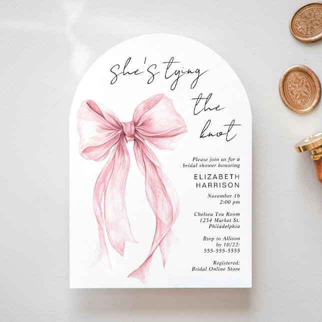 Invitation Fête des mariées en arc d'aquarelle rose Coquette  (Créateur téléchargé)