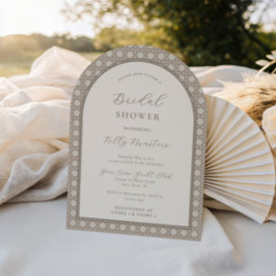 Invitation Fête des mariées en bambou de Bohême neutre tissé