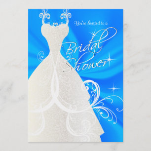 Invitation Fête des mariées en Bébé Bleu Satin