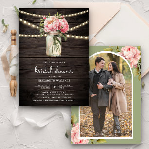 Invitation Fête des mariées en bois de la jarre de Mason Flor