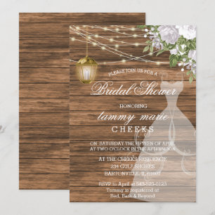 Invitation Fête des mariées en bois rustique - Blanc