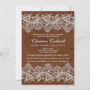 Invitation Fête des mariées en cuir et dentelle