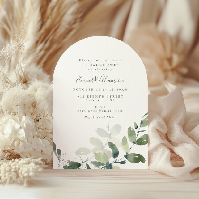 Invitation Fête des mariées en forme d'arc Botanique Eucalypt (Créateur téléchargé)