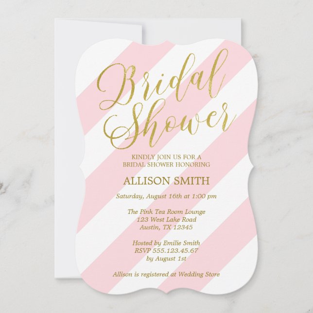 Invitation Fête des mariées en or rose et Faux (Devant)