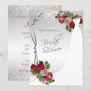 Invitation Fête des mariées en Parties scintillant blanche et