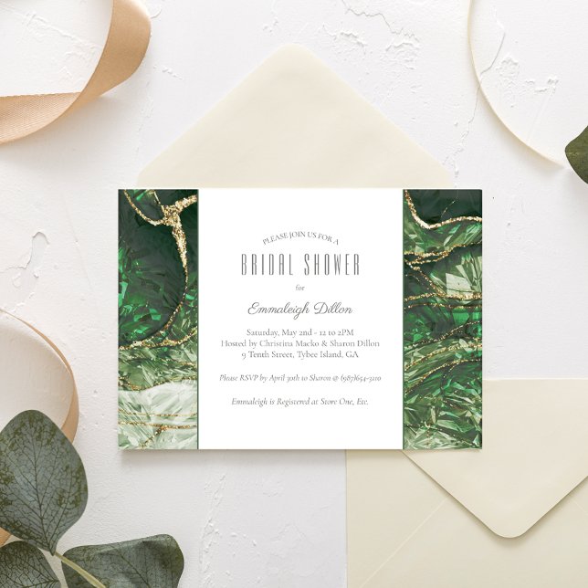 Invitation Fête des mariées en pierre émeraude vert foncé (Créateur téléchargé)