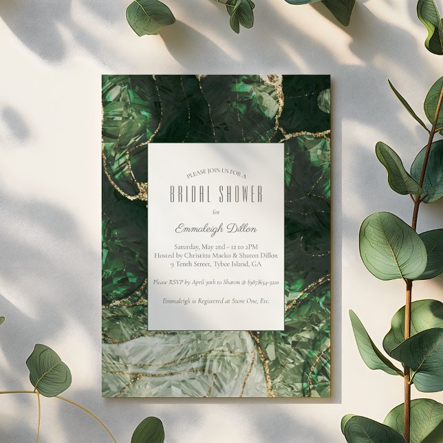 Invitation Fête des mariées en pierre verte foncée (Créateur téléchargé)