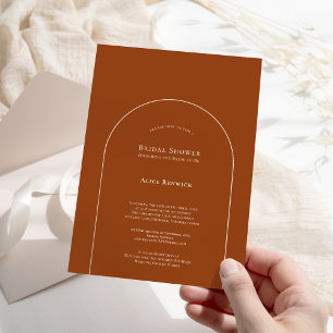 Invitation Fête des mariées en terre cuite Boho Arch simple