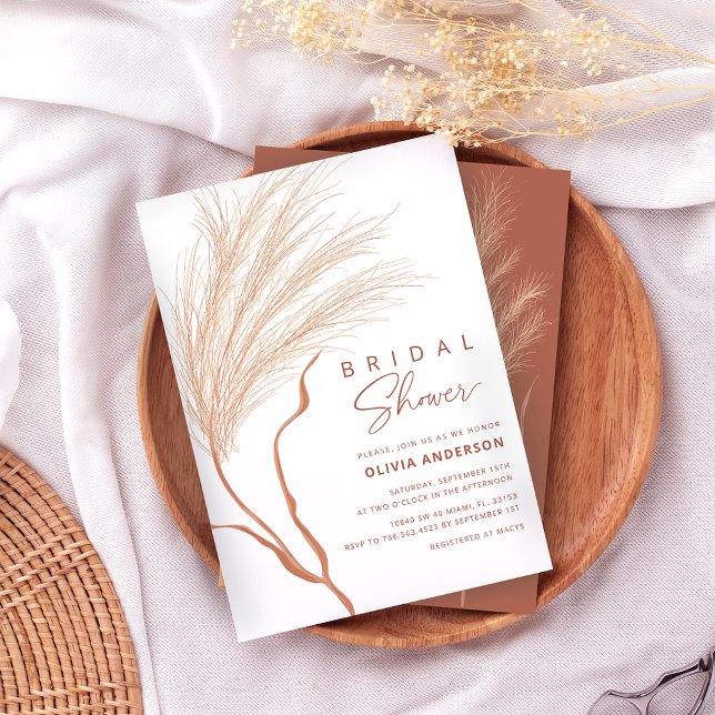 Invitation Fête des mariées en terre cuite Pampas (Créateur téléchargé)