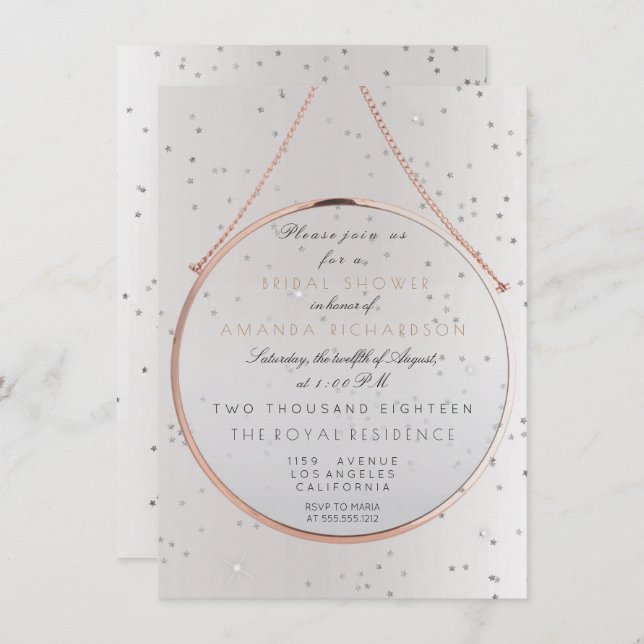 Invitation Fête des mariées en verre Bachelorette rose argent (Devant / Derrière)