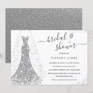 Invitation Fête des mariées étincelante Mariage en argent bla