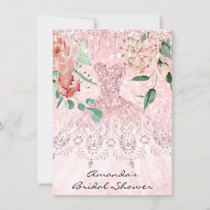 Invitation Fête des mariées Étincelle Rose Rose Roses Roses R