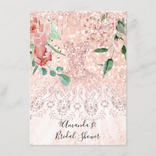 Invitation Fête des mariées Étincelle Rose Rose Roses Roses R