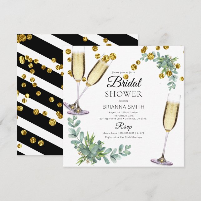 Invitation Fête des mariées Eucalyptus de base (Devant / Derrière)