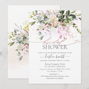 Invitation Fête des mariées Eucalyptus de couleur Aquarelle