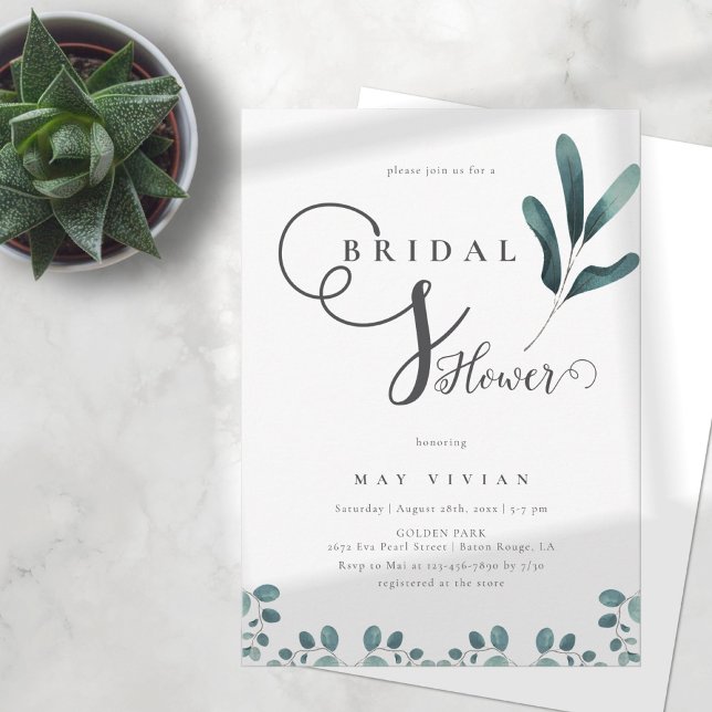 Invitation Fête des mariées Eucalyptus de verdure forestière (Créateur téléchargé)