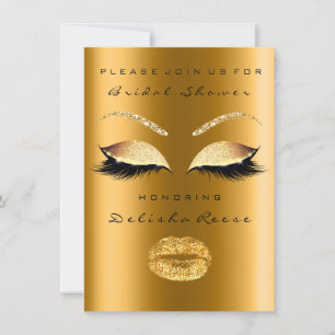 Invitation Fête des mariées Eyes Gold Sparkly Lips