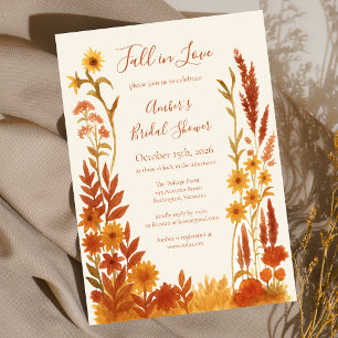 Invitation Fête des mariées "Fall in Love" Aquarelle Florale