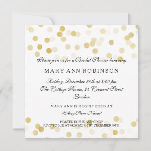 Invitation Fête des mariées Faux Gold Foil Parties scintillan