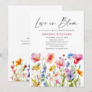 Invitation Fête des mariées Festive Bright Watercolor Flowers