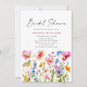 Invitation Fête des mariées Festive Bright Watercolor Flowers