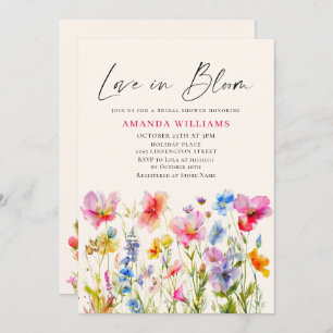 Invitation Fête des mariées Festive Bright Watercolor Flowers