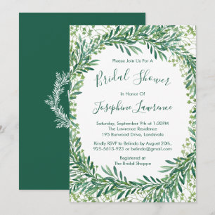 Invitation Fête des mariées Feuille d'aquarelle verte