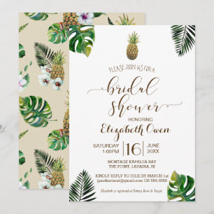Invitation Fête des mariées Feuille tropicale Ananas Luau
