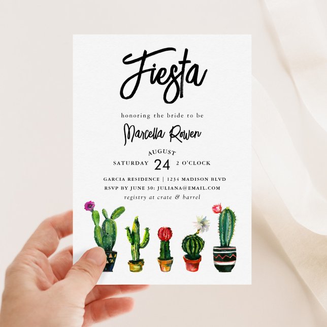 Invitation Fête des mariées Fiesta Cactus (Créateur téléchargé)