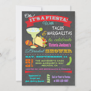 Invitation Fête des mariées Fiesta mexicaine Chalkboard