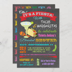 Invitation Fête des mariées Fiesta mexicaine Chalkboard