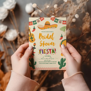 Invitation Fête des mariées Fiesta mexicaine jaune rose