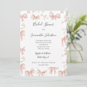 Invitation Fête des mariées Fille Blush Pink Bows