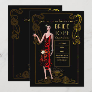 Invitation Fête des mariées Flapper Art Déco Gatsby des année