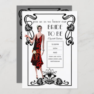 Invitation Fête des mariées Flapper Art Déco Gatsby des année