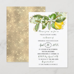 Invitation Fête des mariées Fleur Brunch Citron Vert Blanc