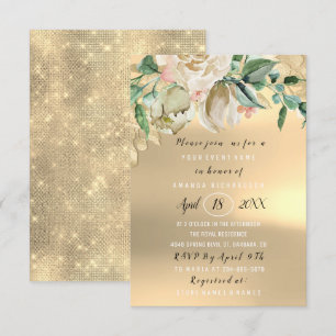 Invitation Fête des mariées Fleur Brunch Green Gold Mint Ivoi