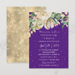 Invitation Fête des mariées Fleur Brunch Mint Confetti violet