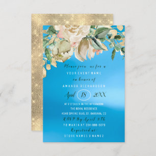 Invitation Fête des mariées Fleur Brunch Mint Rose Blue Sku