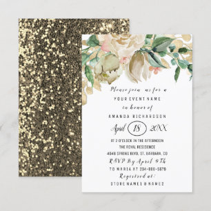 Invitation Fête des mariées Fleur Brunch Parties scintillant 