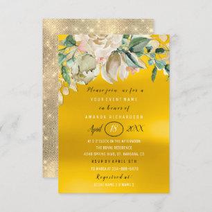 Invitation Fête des mariées Fleur Brunch Spark Gold Lemon